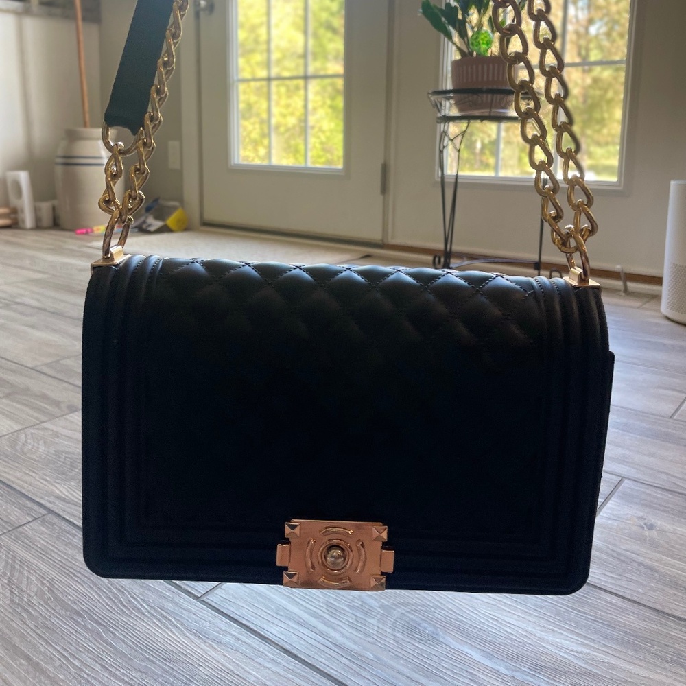 black and gold purse